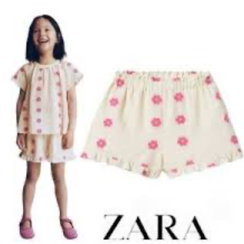 Zara Cream and Pink Floral Kids Outfit